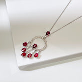 Natural Unheated 3 Carta Ruby Necklace Pigeon Blood Color  Diamond 18k Solid Gold